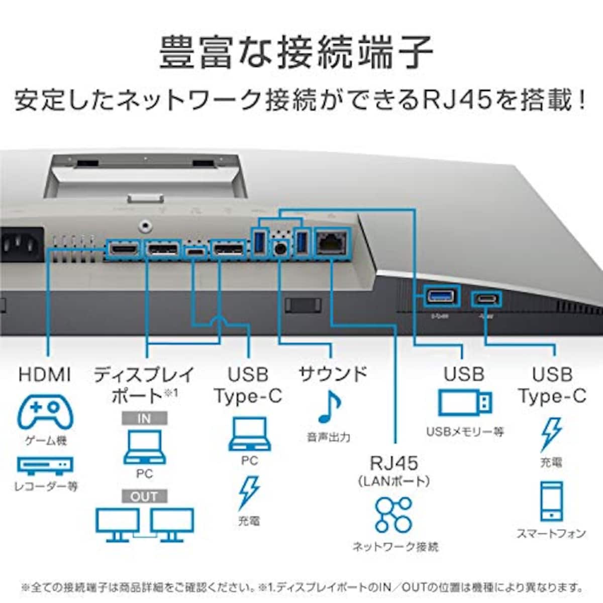  Dell U2421E 24.1インチ USB-Cハブ モニター ディスプレイ (3年間無輝点交換保証/WUXGA/IPS 非光沢/USB-C DisplayPort HDMI/縦横回転 高さ調整/Rec.709 99%/LANポート(RJ45)/ドック搭載)画像6 