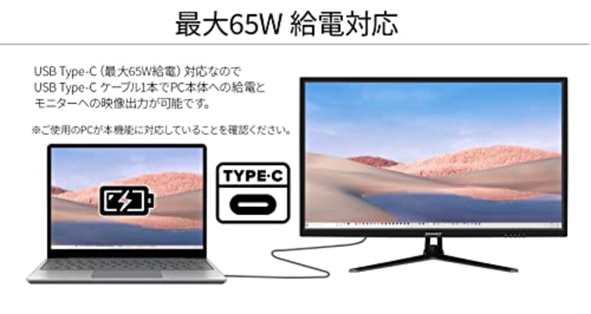  JAPANNEXT VAパネル搭載32インチ液晶モニター WQHD解像度 USB-C給電対応 JN-V320WQHD-C65W HDMI DP USB-C(65W給電) PIP/PBP機能搭載 sRGB 100%画像3 