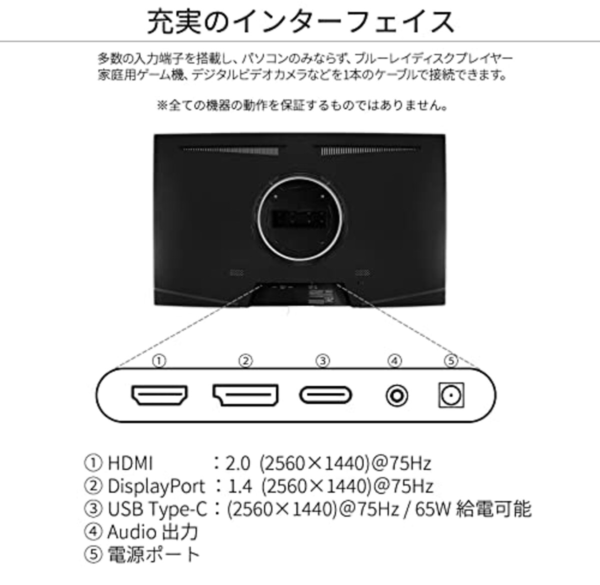  JAPANNEXT VAパネル搭載32インチ液晶モニター WQHD解像度 USB-C給電対応 JN-V320WQHD-C65W HDMI DP USB-C(65W給電) PIP/PBP機能搭載 sRGB 100%画像6 