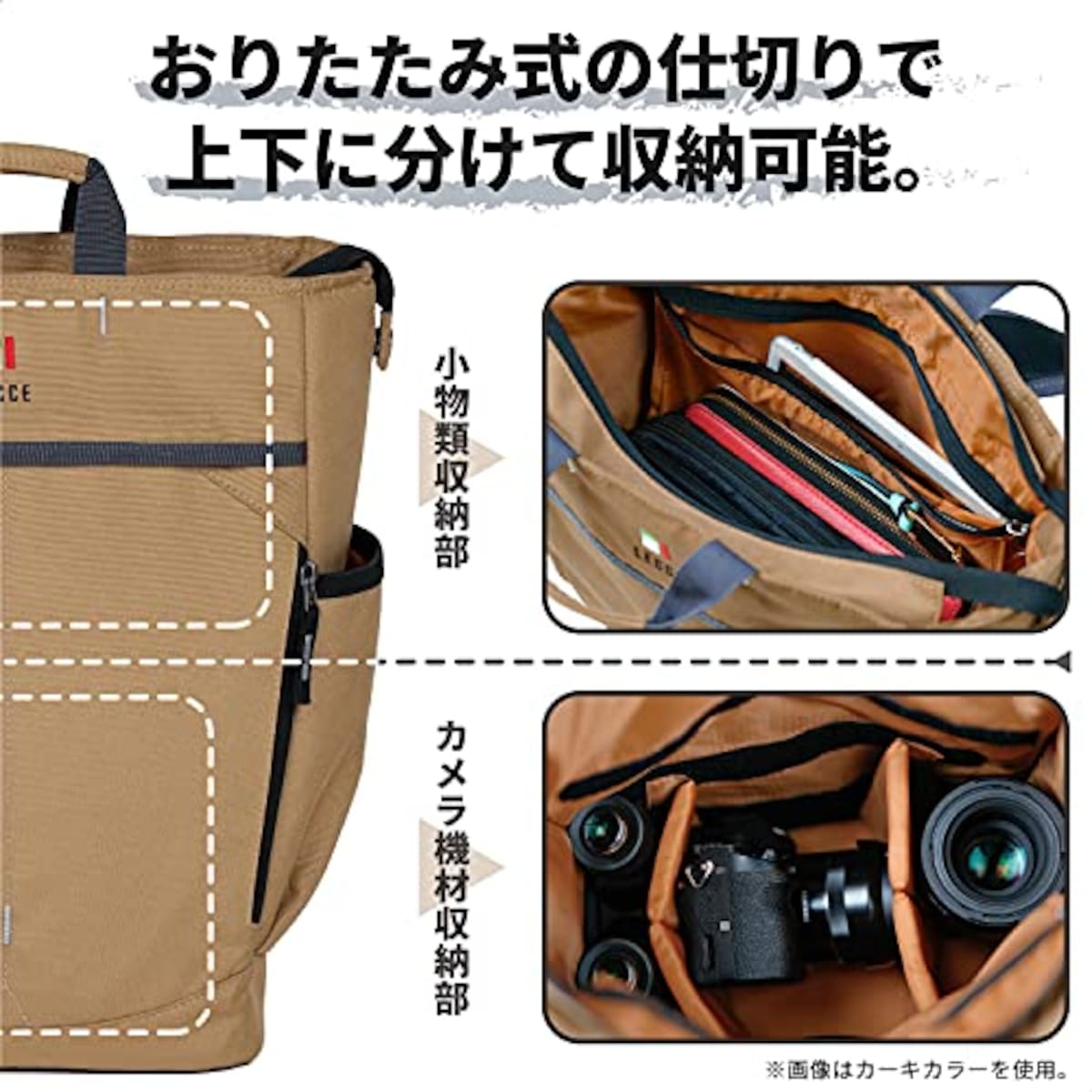  Kenko カメラバッグ LECCE II リュックトート 10L 2WAY アースカラー ネイビー AOC-LC2RK NV画像4 