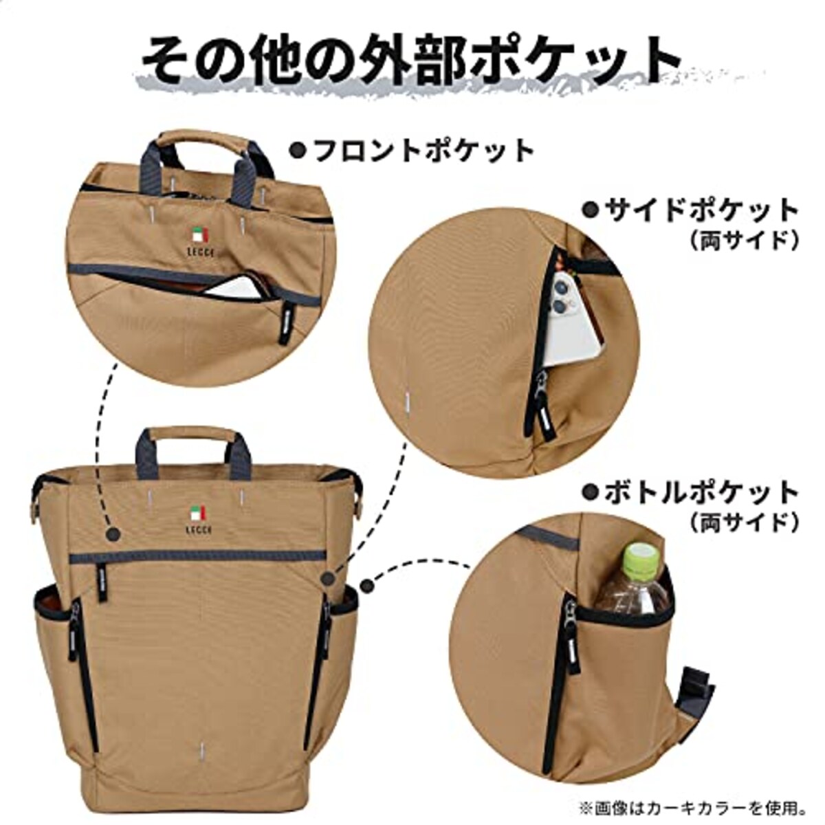  Kenko カメラバッグ LECCE II リュックトート 10L 2WAY アースカラー ネイビー AOC-LC2RK NV画像5 