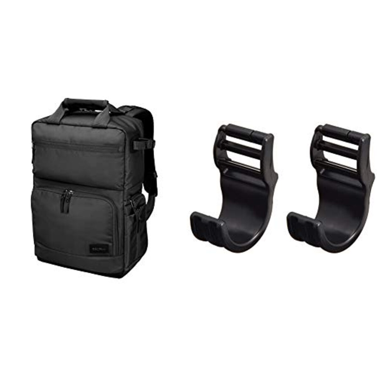 【セット買い】HAKUBA カメラリュック プラスシェル ブロス バックパックM 13.5L 水に強い生地 軽量タイプ ブラック SP-BS-BPMBK & HAKUBA 首の負担がZEROフック KH-STH