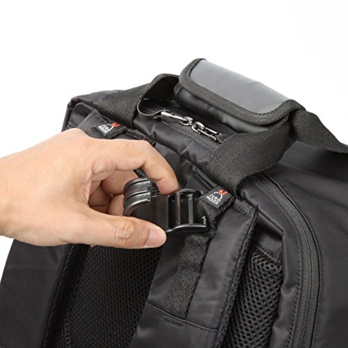  【セット買い】HAKUBA カメラリュック プラスシェル ブロス バックパックM 13.5L 水に強い生地 軽量タイプ ブラック SP-BS-BPMBK & HAKUBA 首の負担がZEROフック KH-STH画像4 