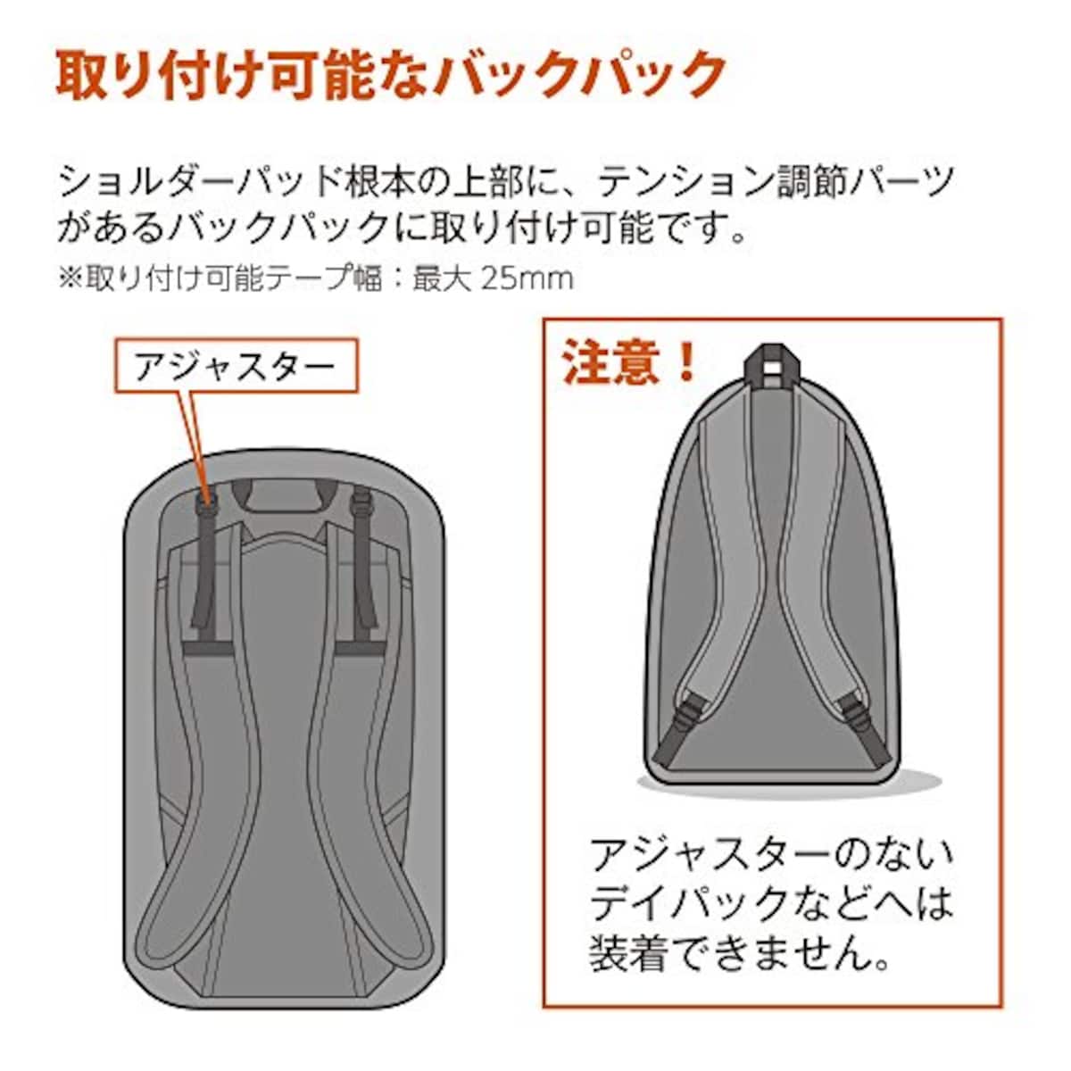  【セット買い】HAKUBA カメラリュック プラスシェル ブロス バックパックM 13.5L 水に強い生地 軽量タイプ ブラック SP-BS-BPMBK & HAKUBA 首の負担がZEROフック KH-STH画像7 