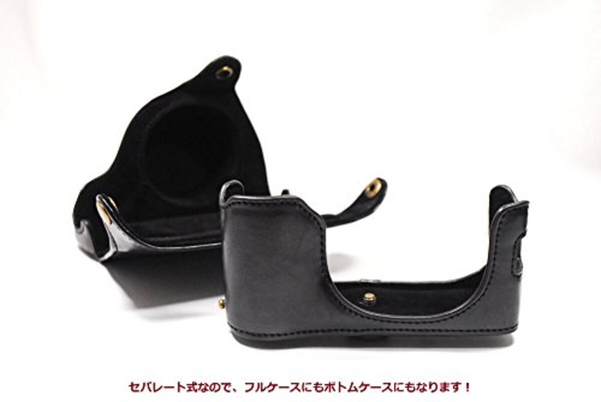  FUJIFILM X100F 専用 高級合皮レザー カメラケース ネックストラップ,クリーニングクロス付き 186_1 (ブラック)画像3 