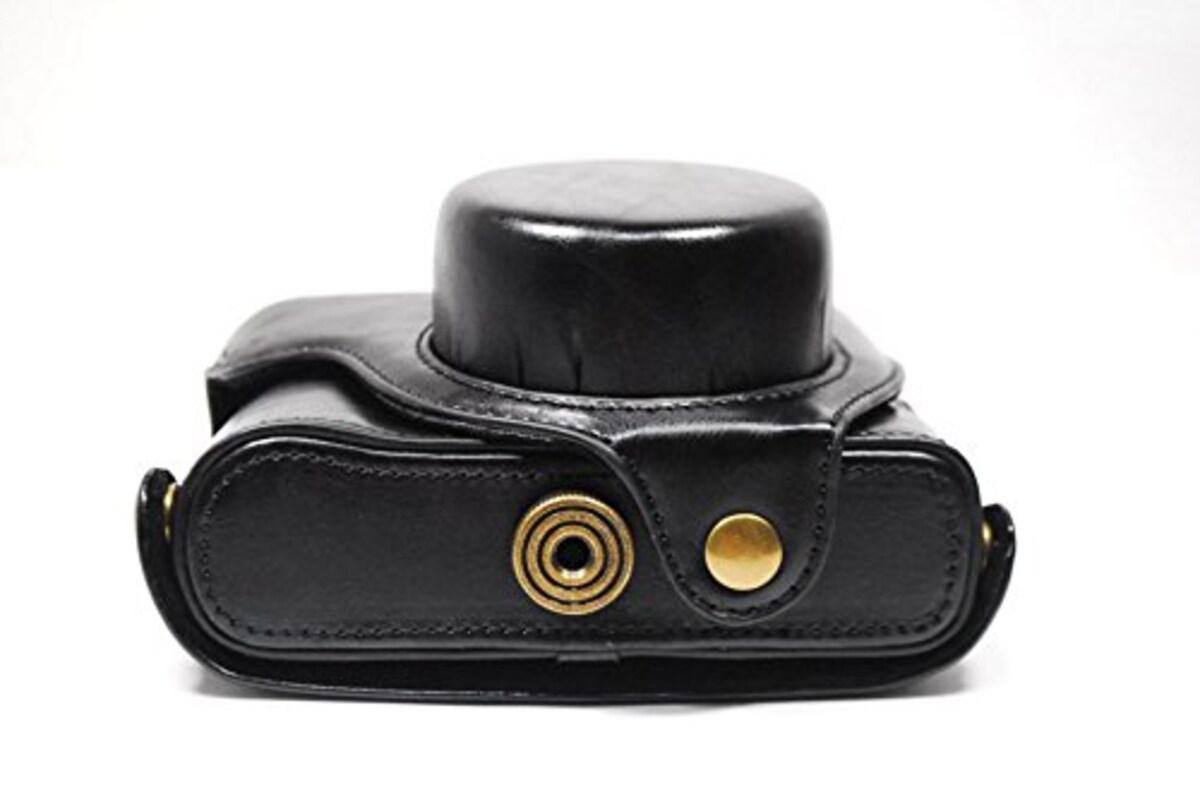  FUJIFILM X100F 専用 高級合皮レザー カメラケース ネックストラップ,クリーニングクロス付き 186_1 (ブラック)画像5 
