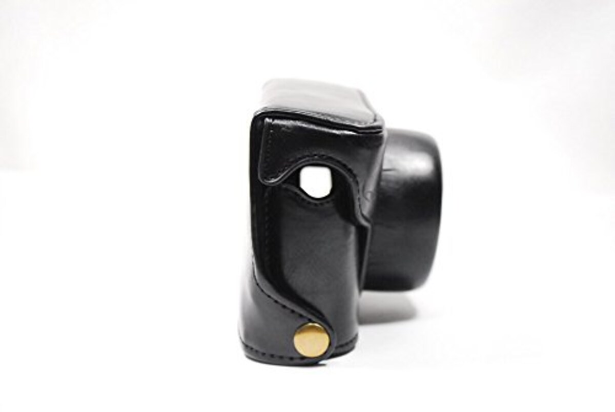  FUJIFILM X100F 専用 高級合皮レザー カメラケース ネックストラップ,クリーニングクロス付き 186_1 (ブラック)画像9 