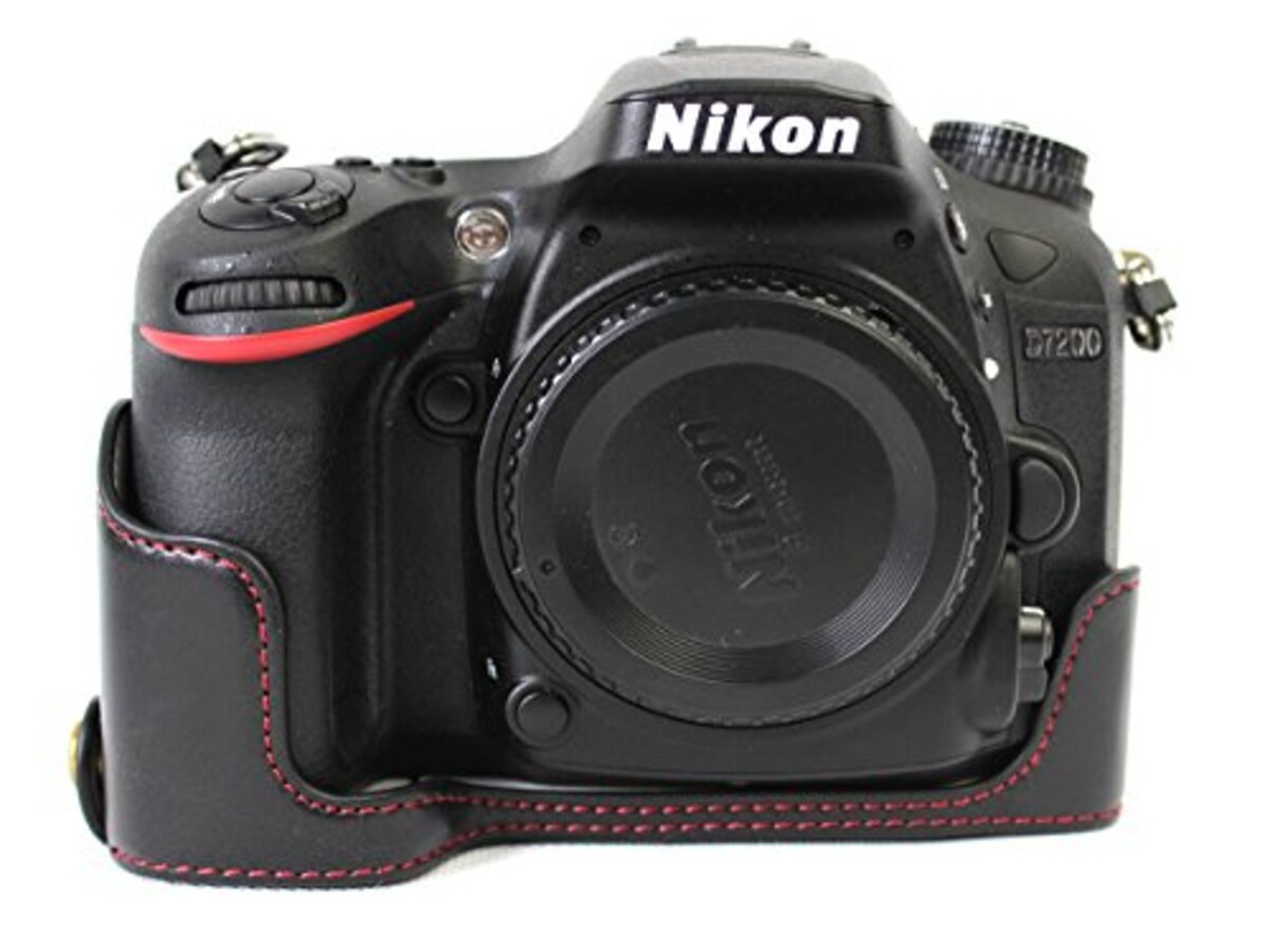  Nikon D7100 D7200 ボトム ハーフ ボディケース 高級合皮レザー クリーニングクロス付き 174_1 (ブラック)画像3 