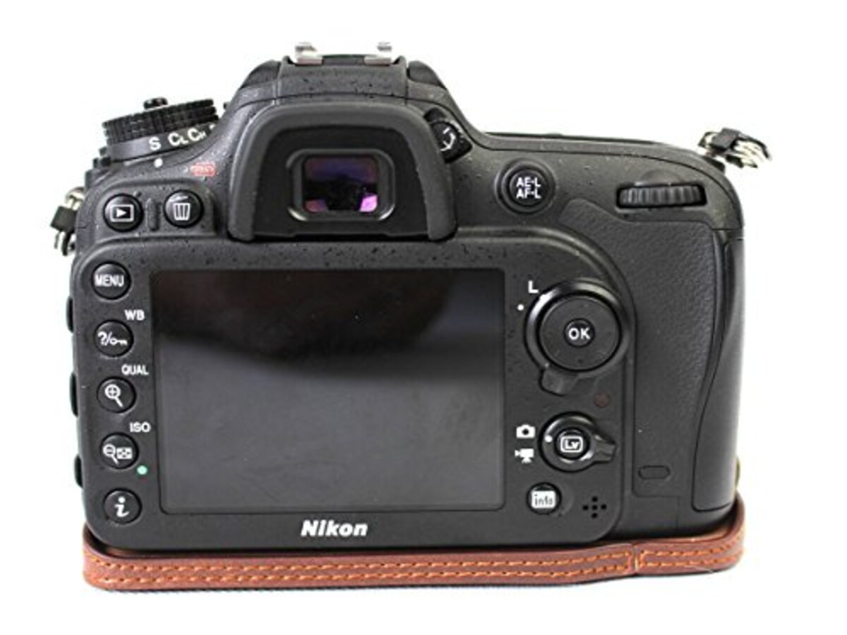  Nikon D7100 D7200 ボトム ハーフ ボディケース 高級合皮レザー クリーニングクロス付き 174_1 (ブラック)画像6 
