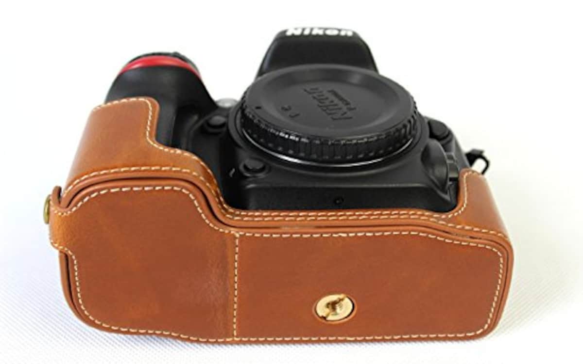  Nikon D7100 D7200 ボトム ハーフ ボディケース 高級合皮レザー クリーニングクロス付き 174_1 (ブラック)画像7 