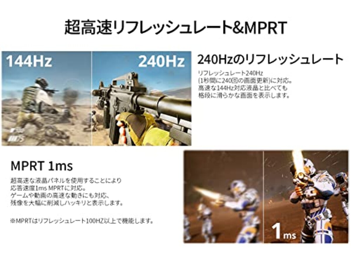  JapanNext 23.8インチ 240Hz 対応ゲーミングモニター (ホワイト)JN-238GT240FHDR-CW HDMI DP USB-C画像3 