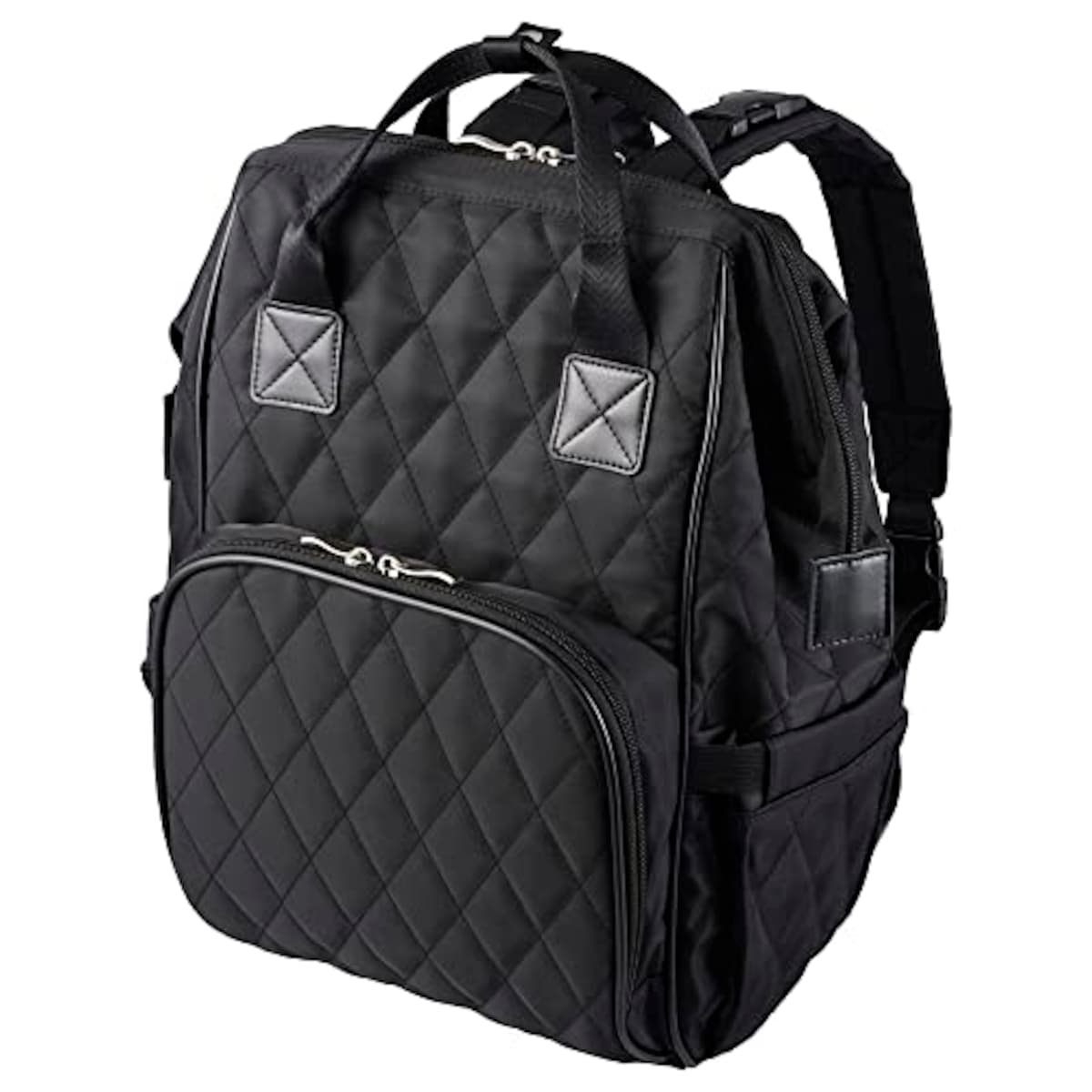  ハクバ HAKUBA マザーズバッグ MOTHERLY BAG GAMAGUCHI AMZMTHG がま口タイプで中身が見やすい 14リットル トートバッグ、おむつ替えシート、メッシュポーチ付きの4点セット ママバッグ リュック バックパック 大容量 保温機能 撥水生地採用 ベビーカー用ストラップ付 ブラック画像13 
