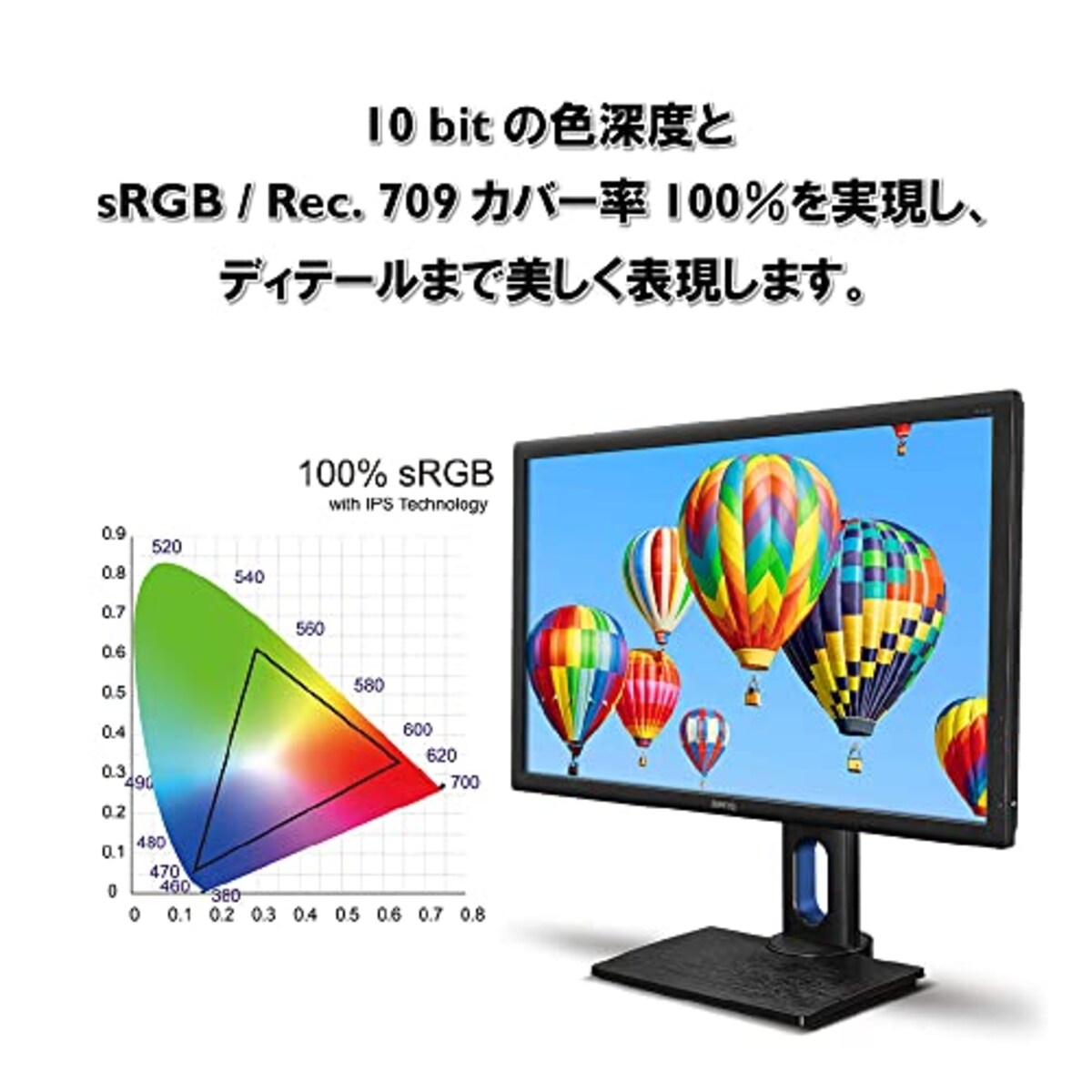  BenQ PD2700Q デザイナー向けモニター (27インチ/WQHD/IPS/DisplayPort/sRGB 100%/Rec.709 100%/webデザイン/閲覧用/AQCOLORシリーズ)画像2 