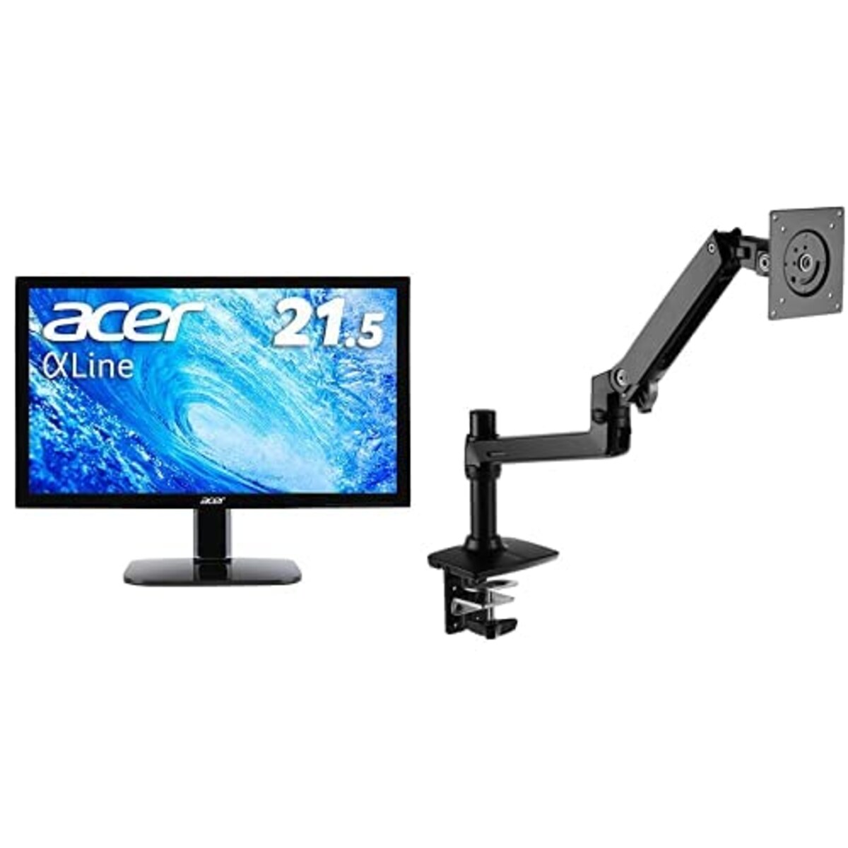 Acer モニター ディスプレイ AlphaLine 21.5インチ KA220HQbid フルHD TN HDMI DVI D-Sub ブルーライト軽減 VESA対応【Amazon Basicsモニターアームバンドルセット】