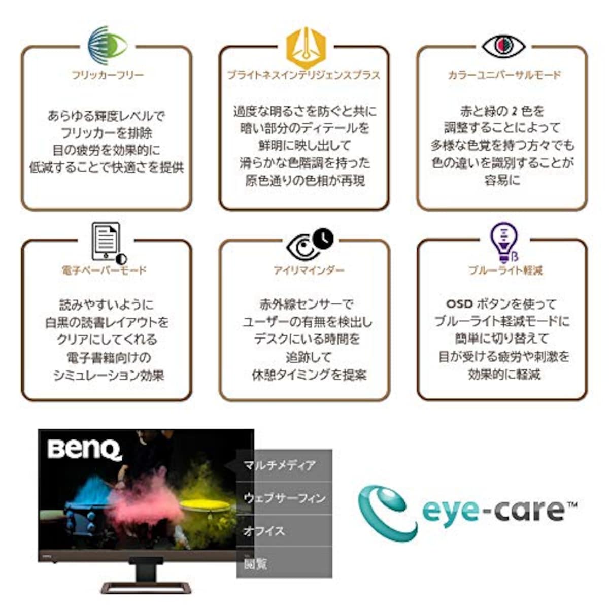  【リサイクル券付き】BenQ EW3280U モニター (32インチ/4K/IPS/DisplayHDR400/HDRi/2.1chスピーカー/リモコン/HDMI/DP/USB-C/60W給電)画像7 