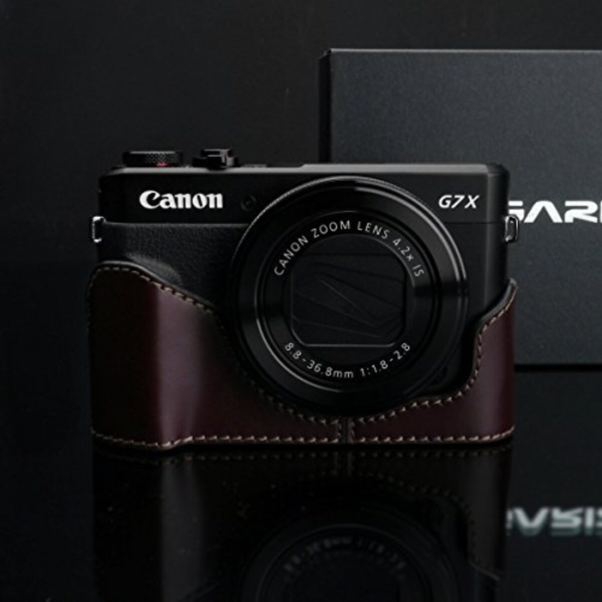  GARIZ Canon G7X MarkII用 本革カメラケース XS-CHGX7MK2BR with DD-WSP3 ブラウン (GARIZ 5th Anniversary リストストラップセット)画像4 