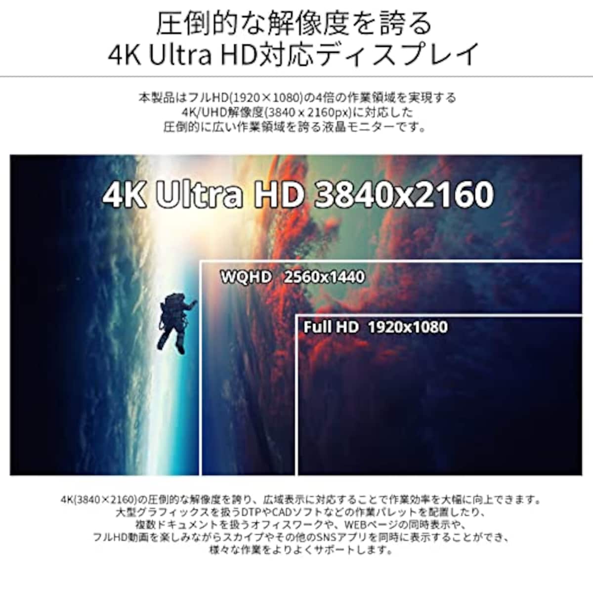  JAPANNEXT 31.5インチ VAパネル搭載 4K解像度（3840x2160）液晶モニター JN-V315UHDR HDMI DP PIP/PBP画像2 