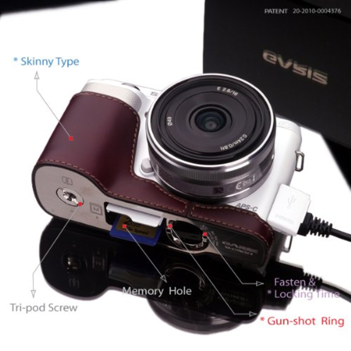  GARIZ SONY NEX-F3用 本革カメラケース XS-CHNEXF3BR ブラウン画像3 