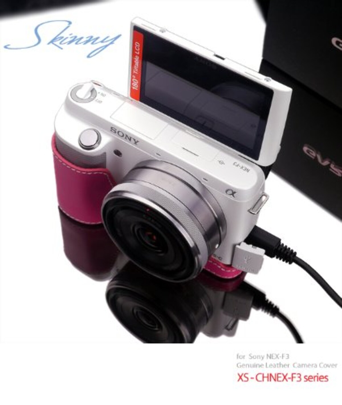  GARIZ SONY NEX-F3用 本革カメラケース XS-CHNEXF3P ピンク画像2 