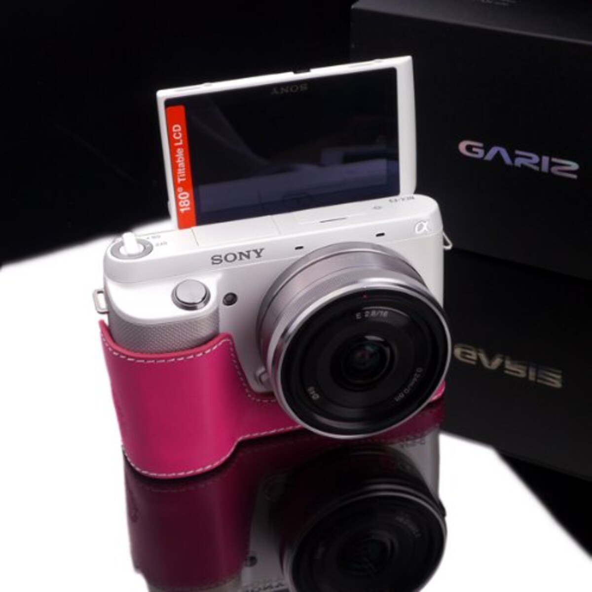  GARIZ SONY NEX-F3用 本革カメラケース XS-CHNEXF3P ピンク画像4 