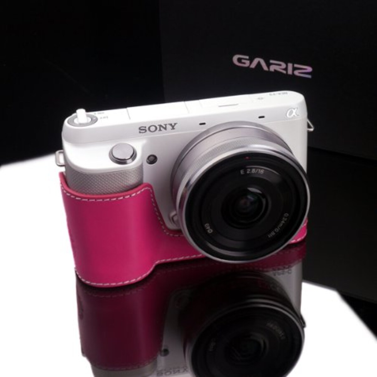  GARIZ SONY NEX-F3用 本革カメラケース XS-CHNEXF3P ピンク画像6 