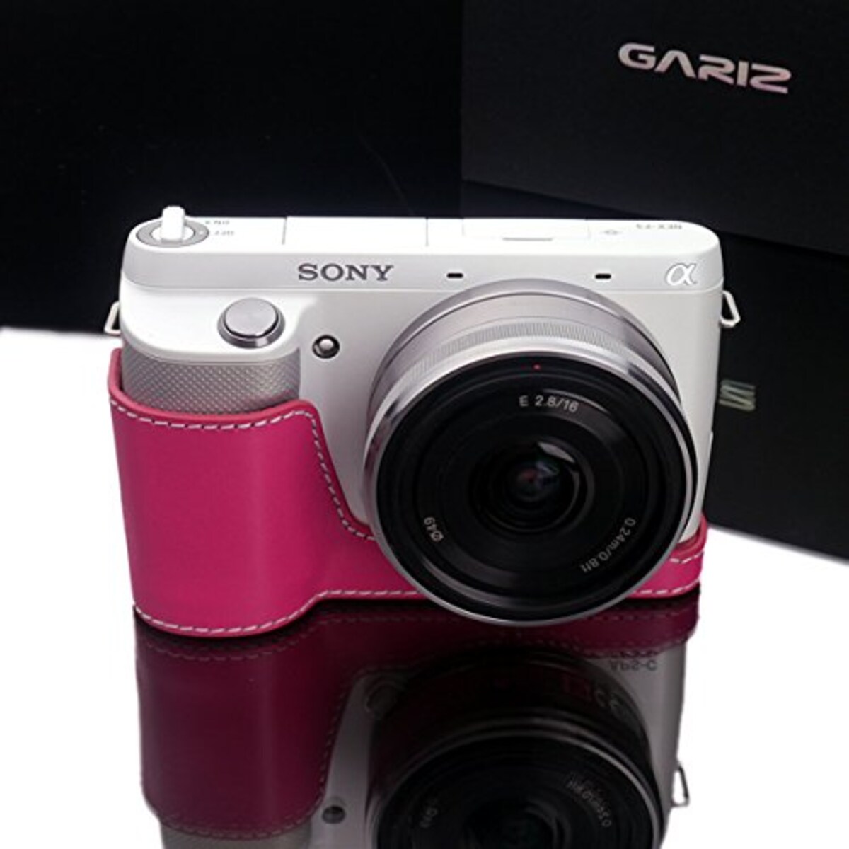  GARIZ SONY NEX-F3用 本革カメラケース XS-CHNEXF3P ピンク画像7 