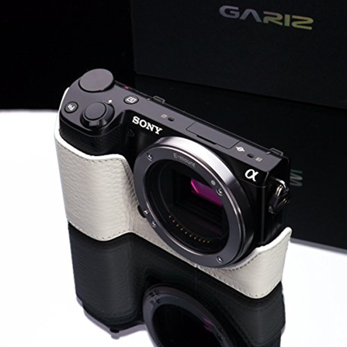  GARIZ SONY NEX-5R用 本革カメラケース XS-CHNEX5RW ホワイト画像4 