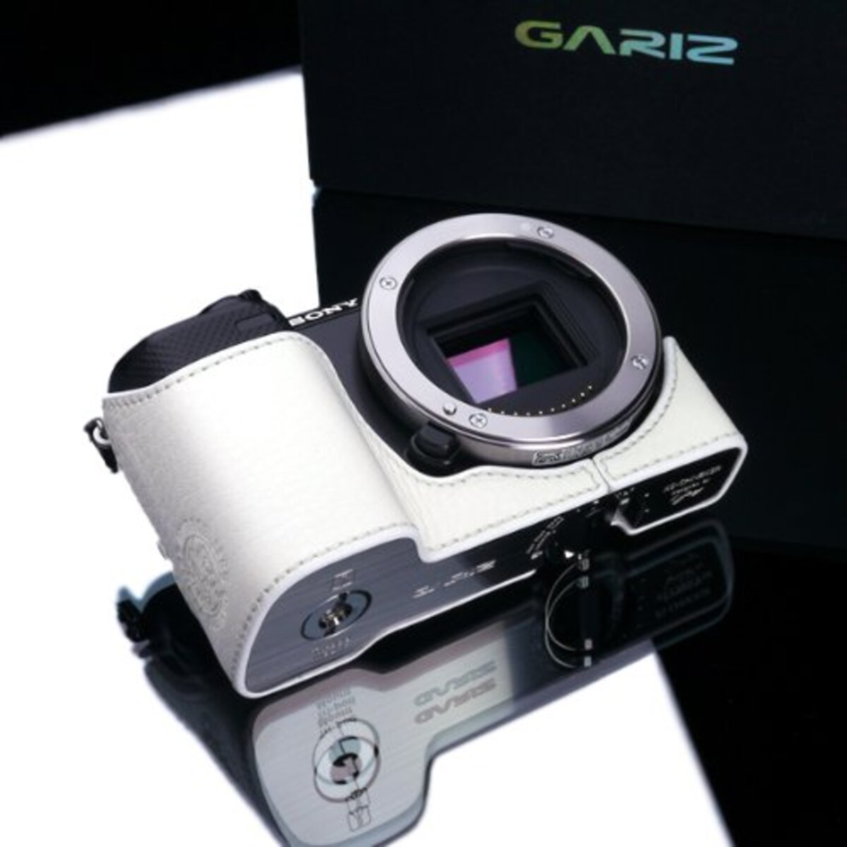  GARIZ SONY NEX-5R用 本革カメラケース XS-CHNEX5RW ホワイト画像6 