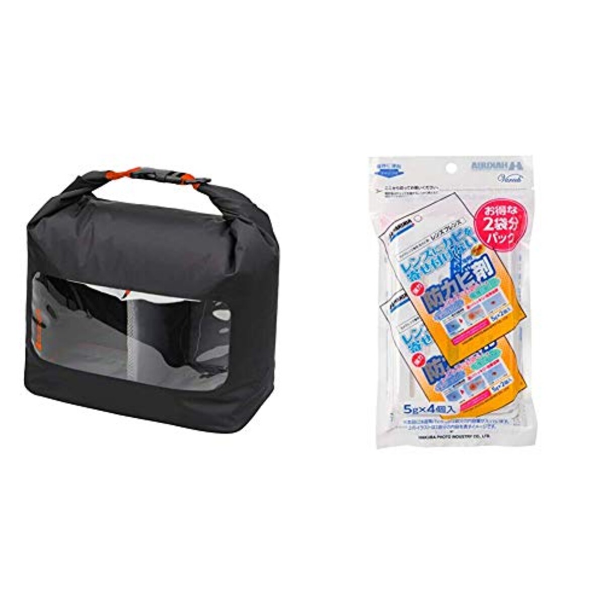 【セット買い】 [Amazon.co.jp限定]HAKUBA 防湿カメラケース ドライソフトボックス L ブラック×オレンジ AMZKDSBLBK + レンズ専用防カビ剤フレンズ 2袋分パック セット