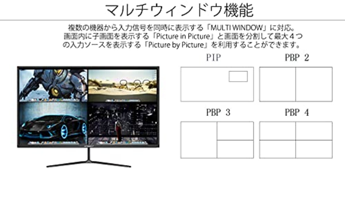  JAPANNEXT 31.5インチ WQHD(2560 x 1440) 144Hz 液晶モニター JN-315VG144WQHDR HDMI DP PBP/PIP画像5 