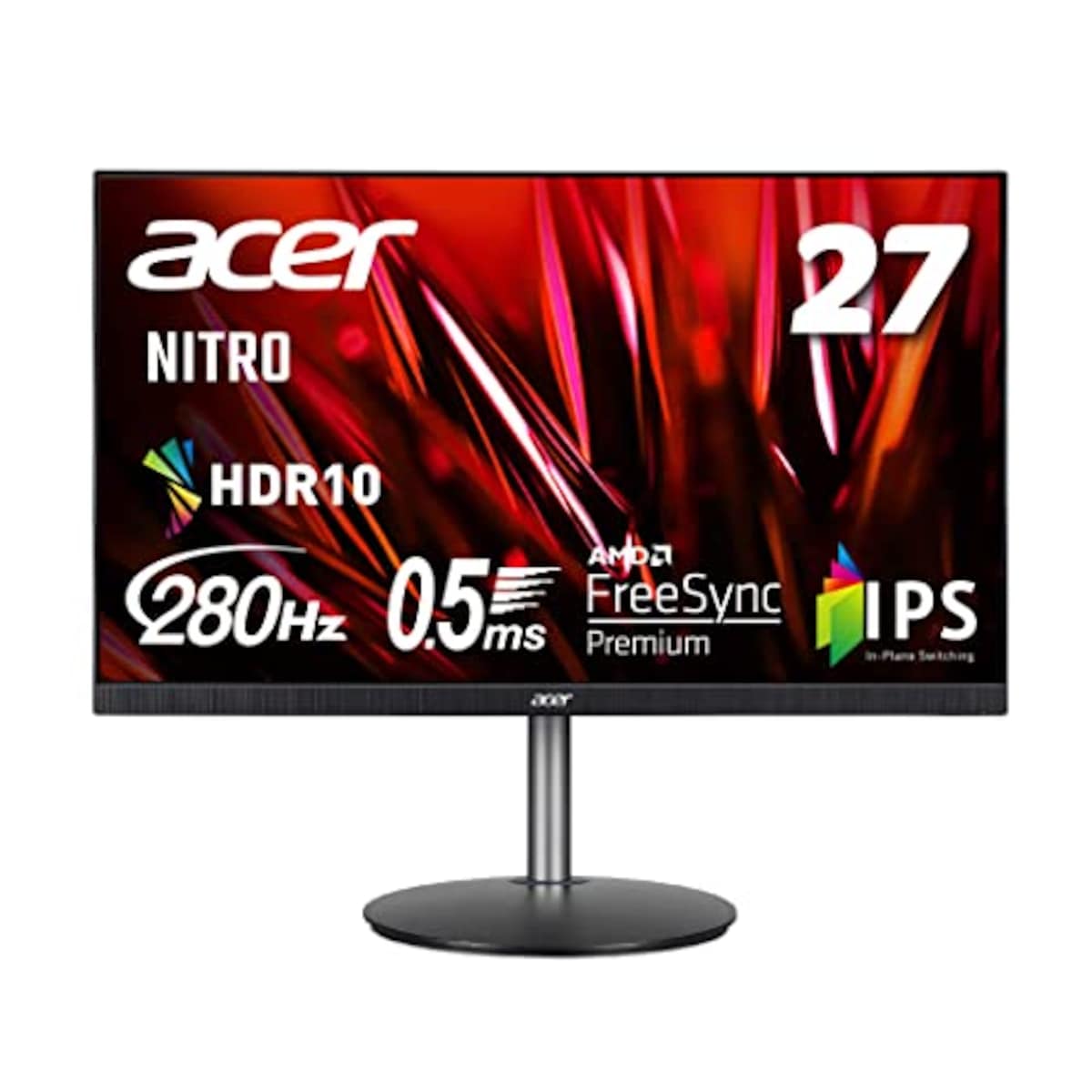 Acer Nitro ゲーミングモニター 27インチ IPS 非光沢 フルHD 0.5ms 240Hz HDMI (280Hz DisplayPort/オーバークロック) AMD FreeSync Premium HDR 10 スピーカー内蔵 VESAマウント対応 高さ調節 チルト スイベル ピボット