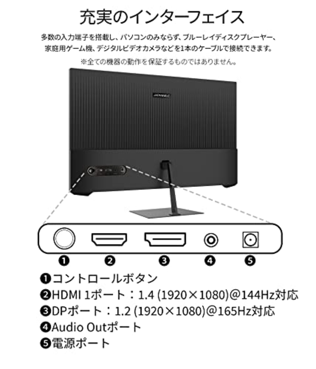  【Amazon.co.jp限定】JapanNext 27型 フルHDパネル搭載165Hz対応ゲーミングモニター JN-VG27FHD165 HDMI DP 165Hz 144Hz画像5 