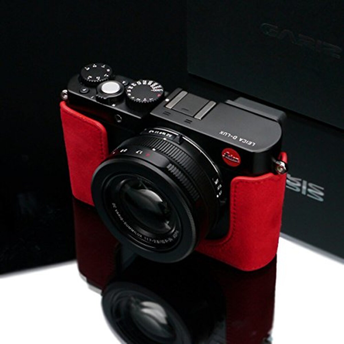  GARIZ Leica D-LUX(Type109)用 Alcantaraカメラケース リストストラップセットモデル AT-DLUXR With XS-WBA2 レッド画像3 