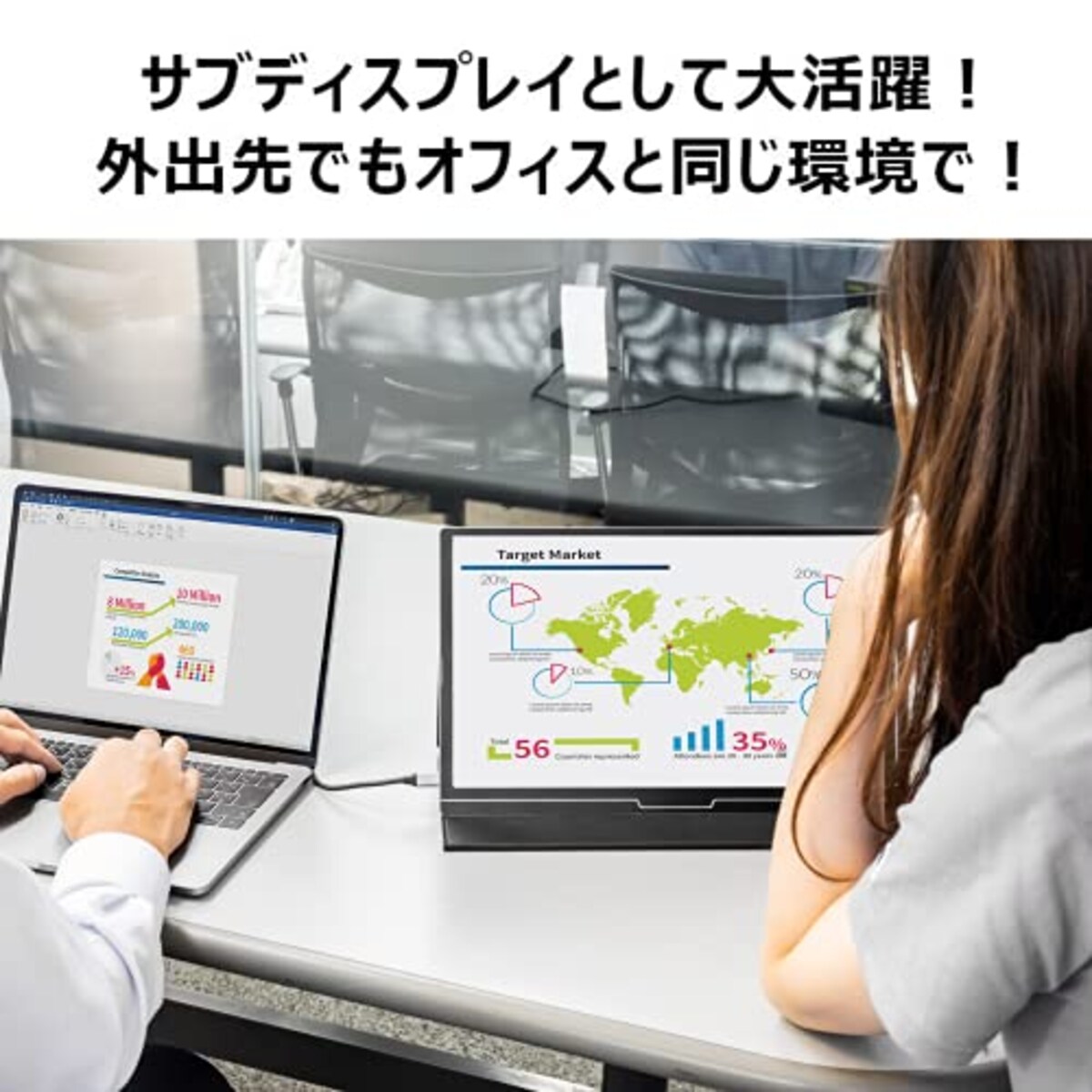  グリーンハウス 15.8型モバイルモニター スピーカー付 フルHD/薄型/広視野角/ブルーライトカット/ミニHDMI/USB-TypeC給電 GH-ELCU16B-BK画像2 