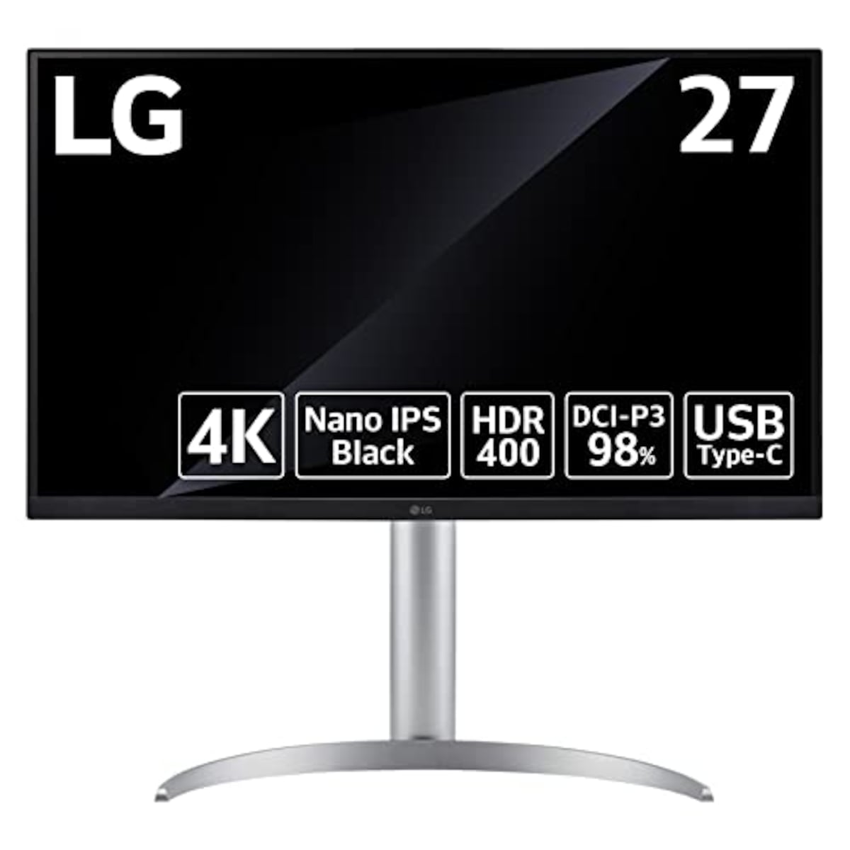 LG モニター ディスプレイ 27UQ850-W 27インチ/Nano IPS Black/4K (3840×2160)/DisplayHDR400/DCI-P3 98%/USB-Type-C/DisplayPort/HDMI×2/KVMスイッチ/チルト/高さ調節/ピボット対応