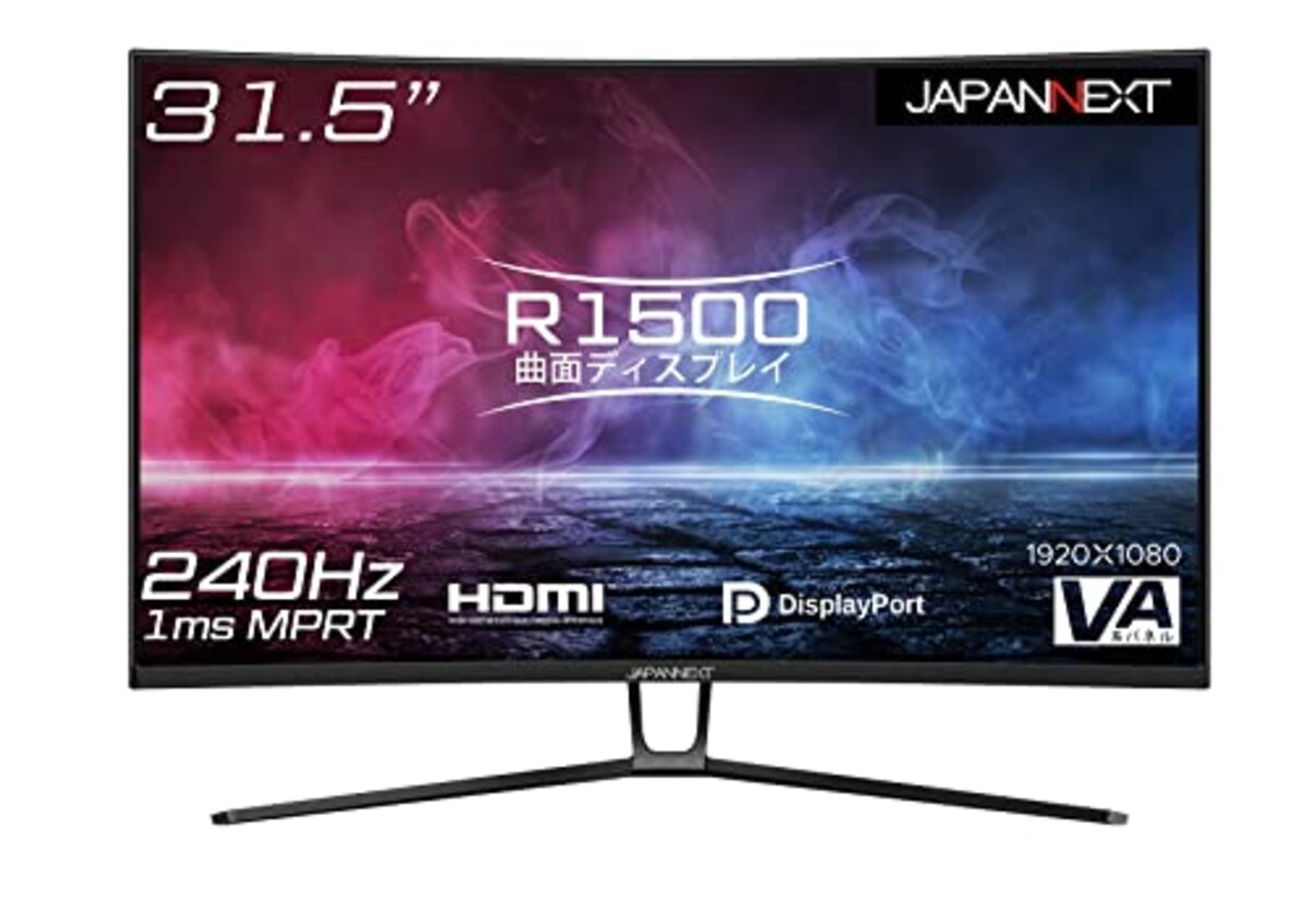 JAPANNEXT 31.5インチ 曲面 Full HD(1920 x 1080) 240Hz 液晶モニター JN-315VCG240FHDR-A HDMI DP