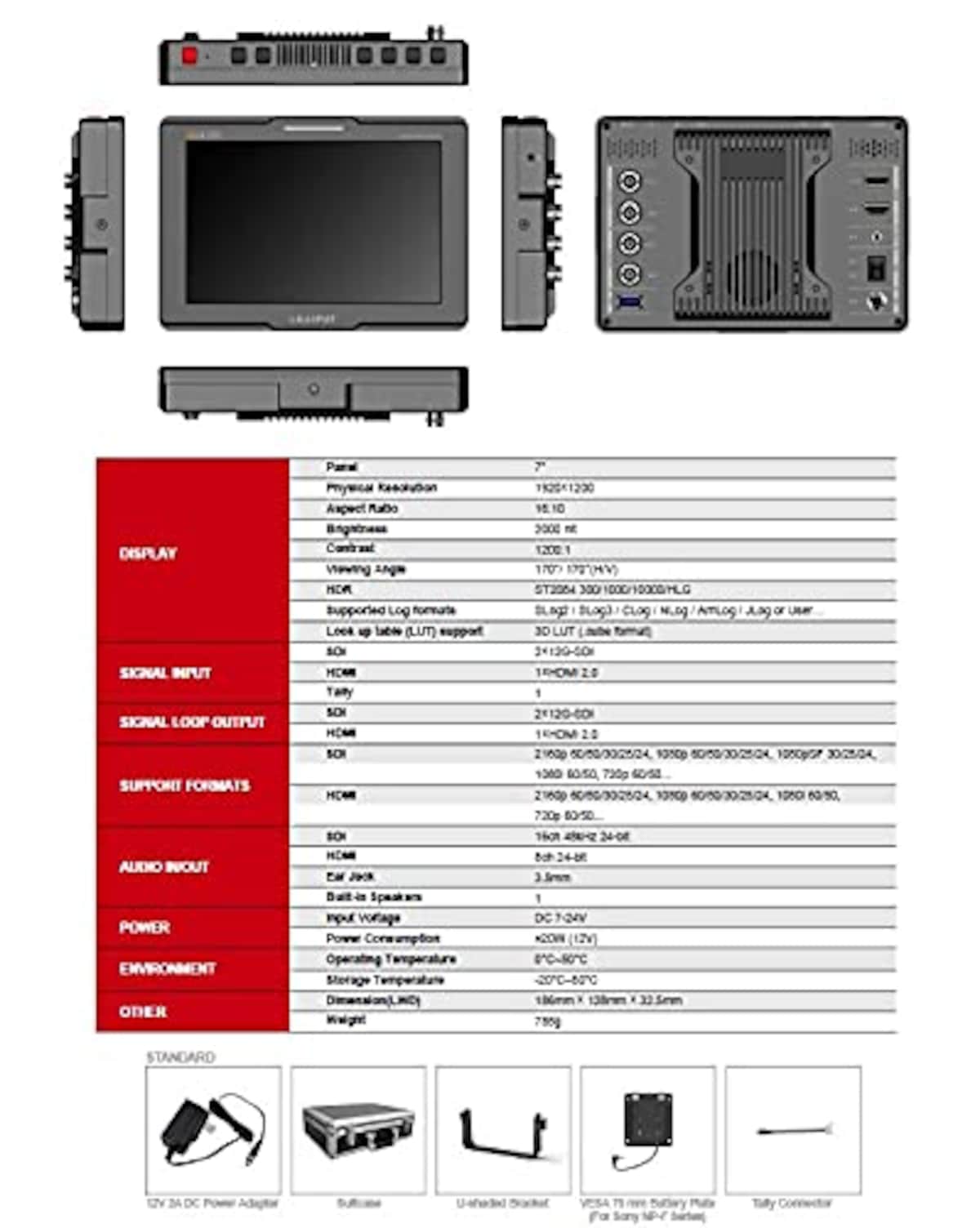  Lilliput Q7-12G / FHD 12G-SDI | HDMI 2.0 Camera-On Monitor画像8 