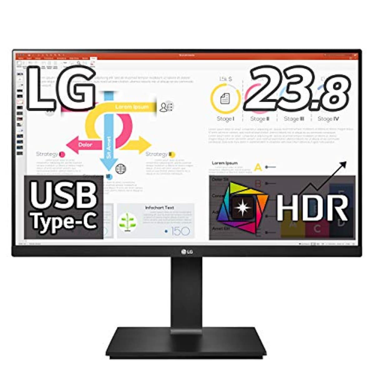 LG フレームレス モニター ディスプレイ 24QP750-B 23.8インチ/WQHD(2560×1440)/IPS非光沢/HDR/FreeSync/USB Type-C,HDMI,DP/高さ調節,ピボット対応/3年安心・無輝点保証画像
