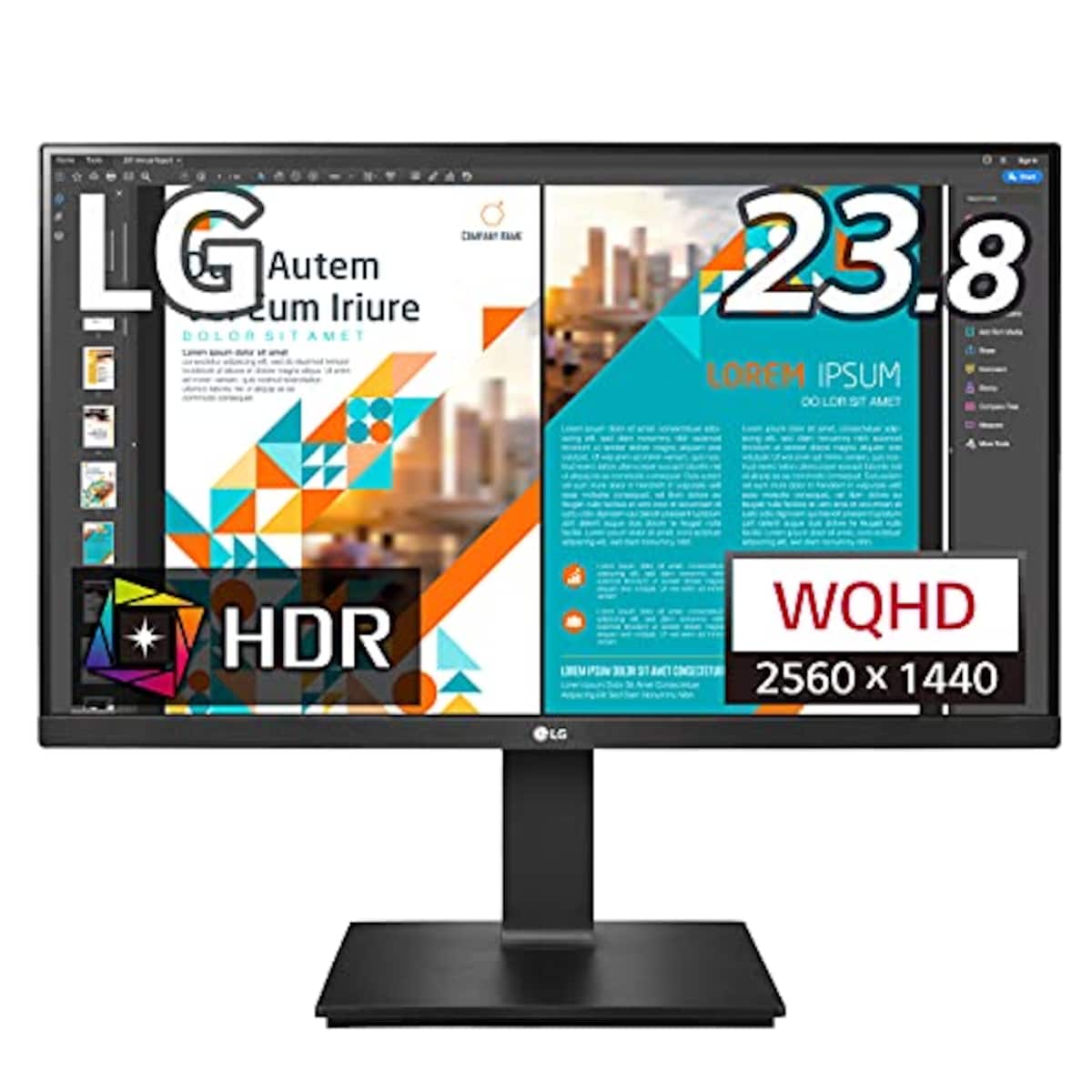 LG 3辺フレームレス モニター ディスプレイ 24QP550-B 23.8インチ/WQHD(2560×1440)/IPS非光沢/HDR/FreeSync/75Hz/HDMI×2,DP/高さ調節/3年安心・無輝点保証