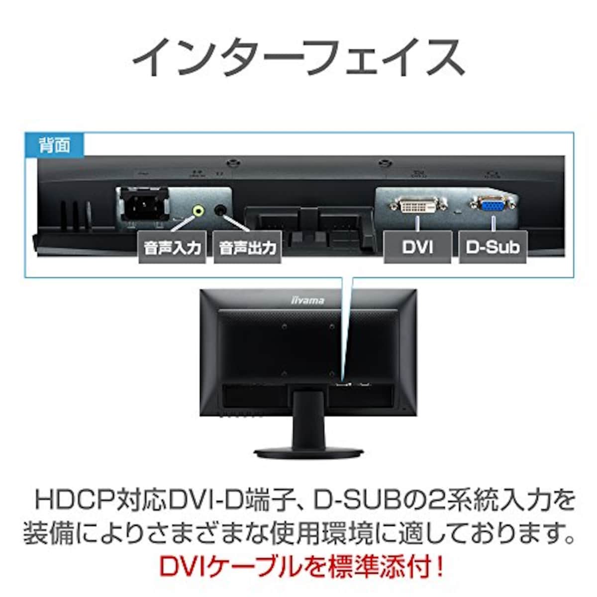  iiyama モニター ディスプレイ E2083HSD-B2 (19.5インチ/HD+/TN/D-sub,DVI-D/3年保証)画像5 