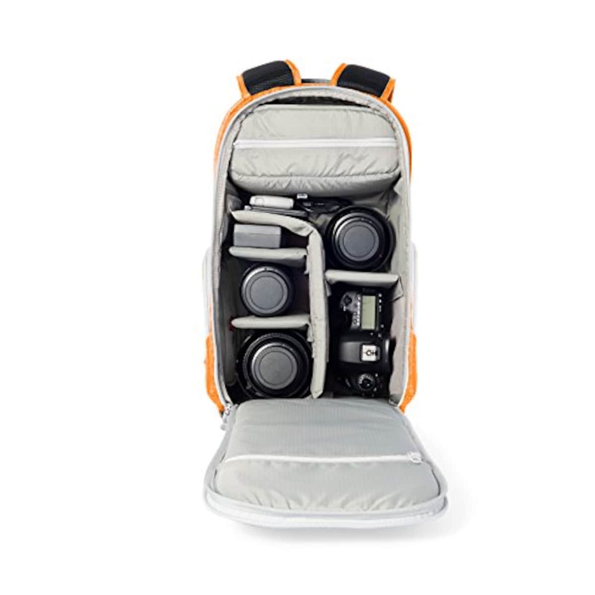  Amazonベーシック カメラリュック トレッカー カメラ用バックパック レインカバー付き オレンジ画像3 