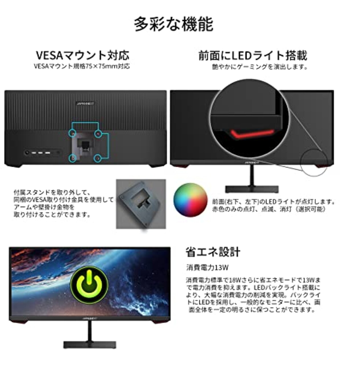  JAPANNEXT 23.3インチ ワイドFHD(2560 x 1080) 200Hz対応 ゲーミングモニター JN-VG233WFHD200 HDMI DP ウルトラワイド PIP/PBP対応画像5 