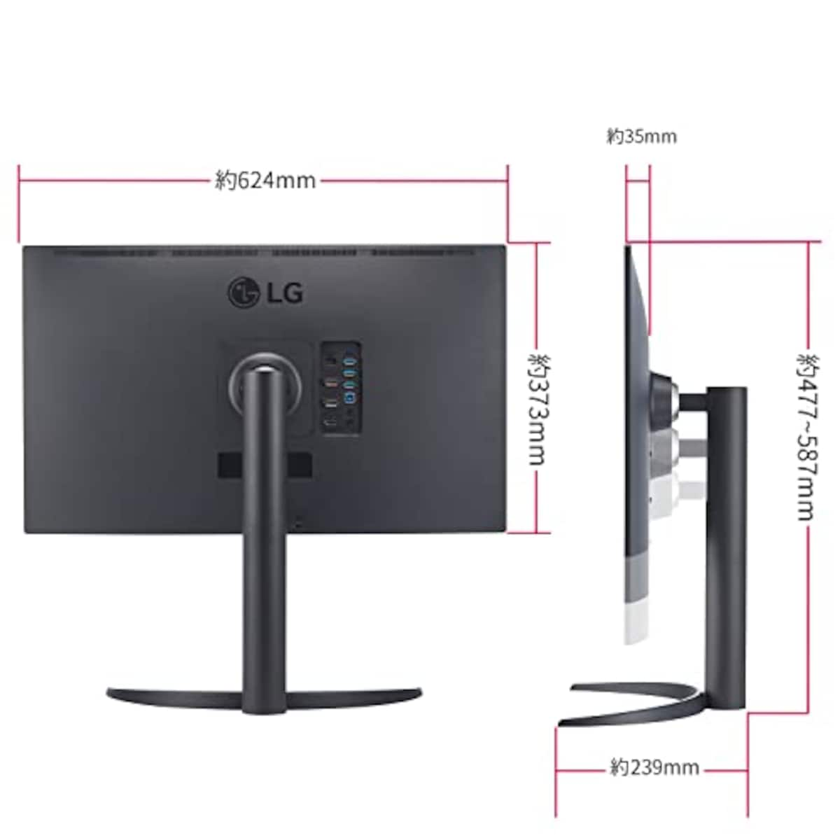  LG 有機EL 4Kモニター ディスプレイ 27EP950-B 26.9インチ/DCI-P3 99%, Adobe RGB 99%/DisplayHDR TRUE BLACK 400/コントラスト比 100万:1/応答速度 1ms/USB Type-C, HDMI, DisplayPort×2/高さ調節, ピボット対応画像7 