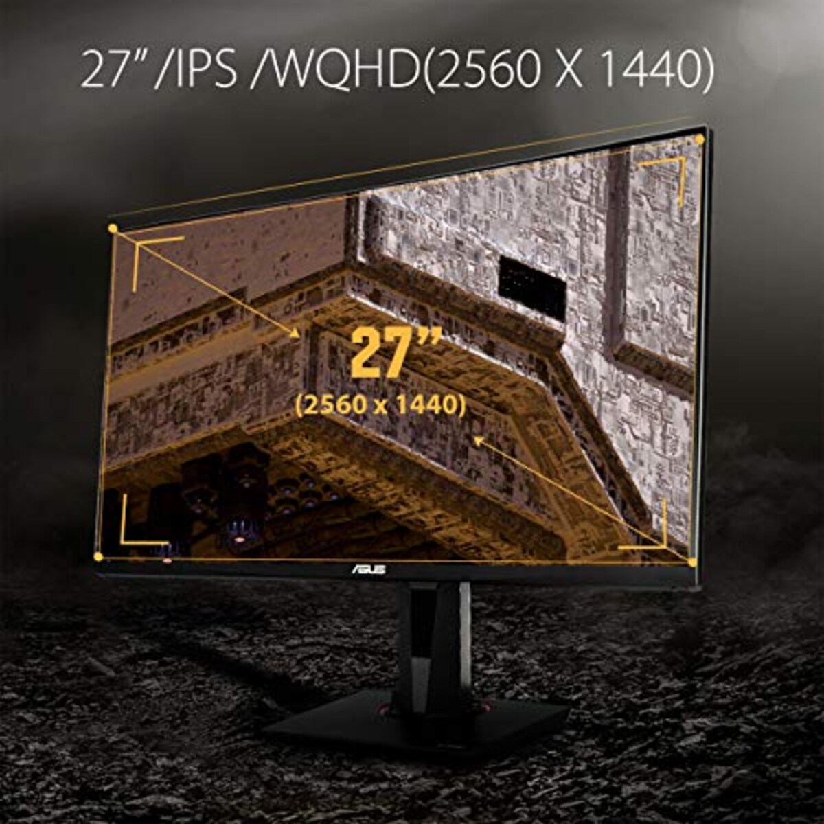  【スターテックモニターアームセット】ASUS TUF Gaming ゲーミングモニター VG27AQ 27インチ WQHD HDR IPS 165Hz 1ms HDMI×2 ポートDP G-SYNC Compatible ELMB画像2 