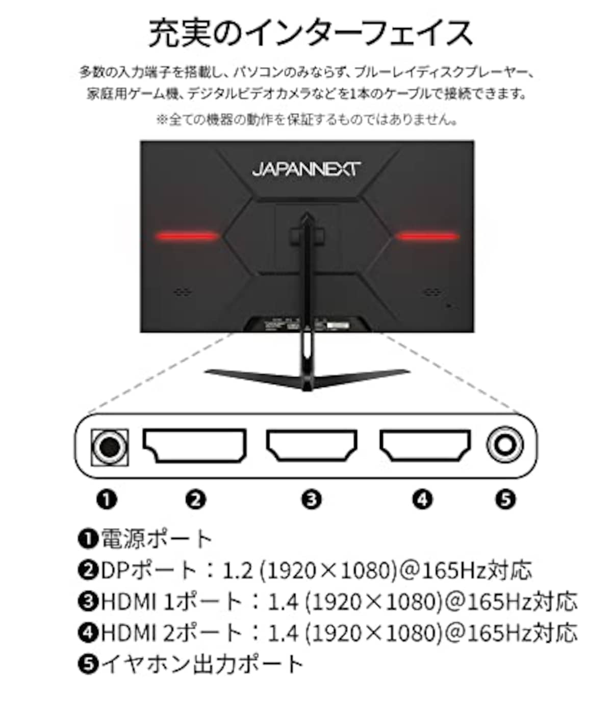  JAPANNEXT 27型 IPSフルHDパネル搭載165Hz対応ゲーミングモニター JN-IPS27FHDR165 HDMI DP 165Hz 144Hz画像5 