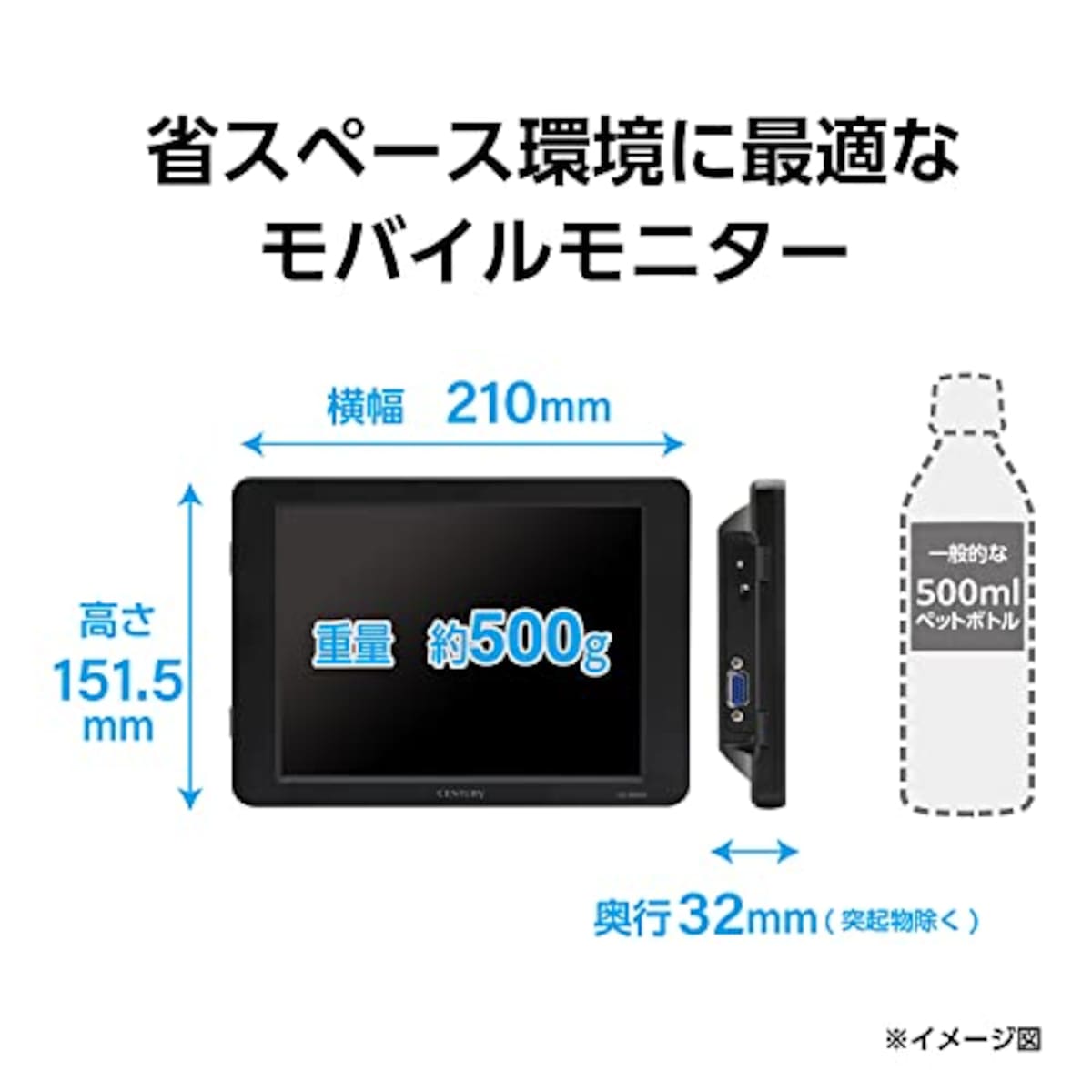  センチュリー 8インチアナログRGBモニター plus one VGA ブラック LCD-8000V3B_FP画像6 