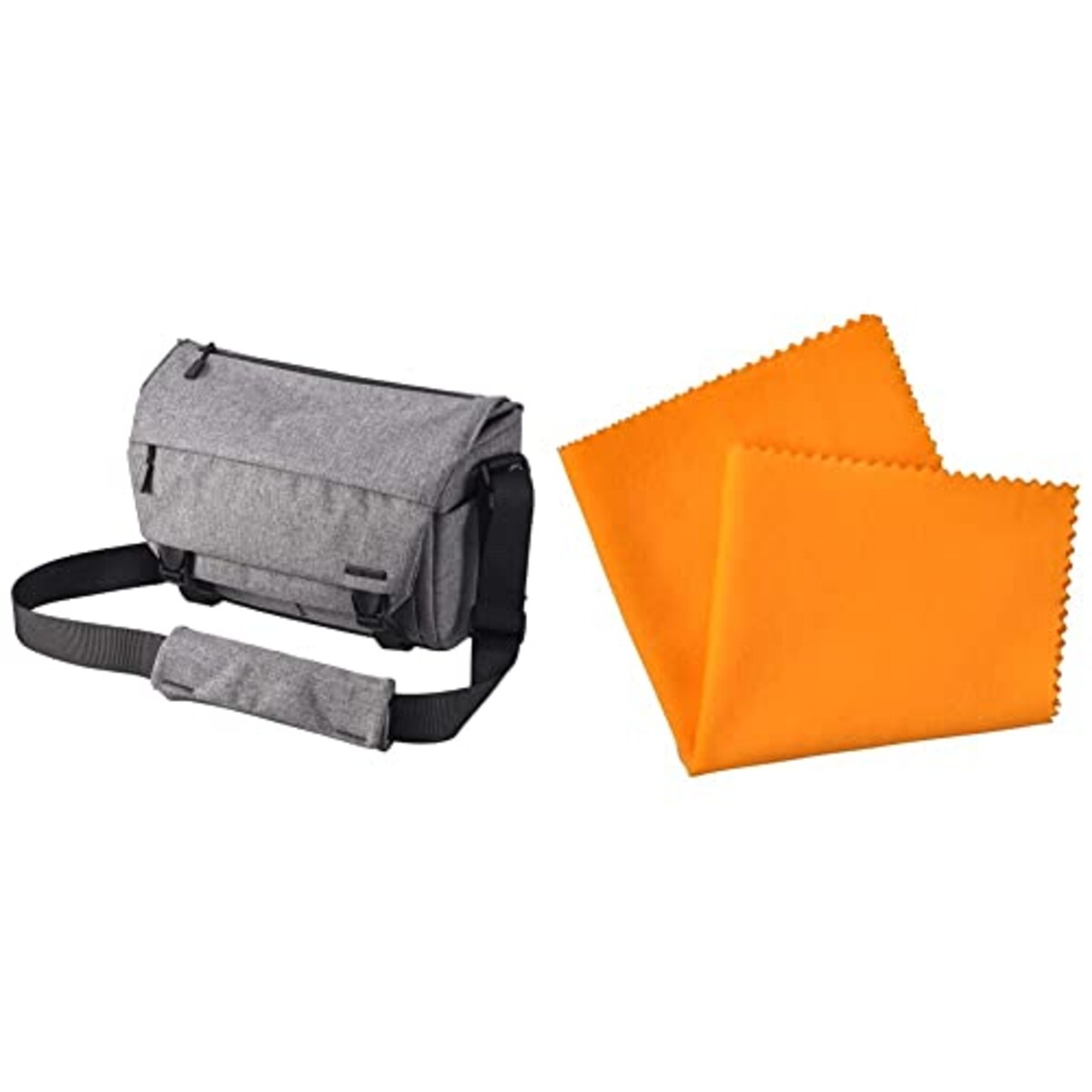 【セット買い】 HAKUBA カメラバッグ プラスシェル シティ04 メッセンジャー M グレー SP-CT04-MBMGY + KA-37 シリコンクロス M (オレンジ)