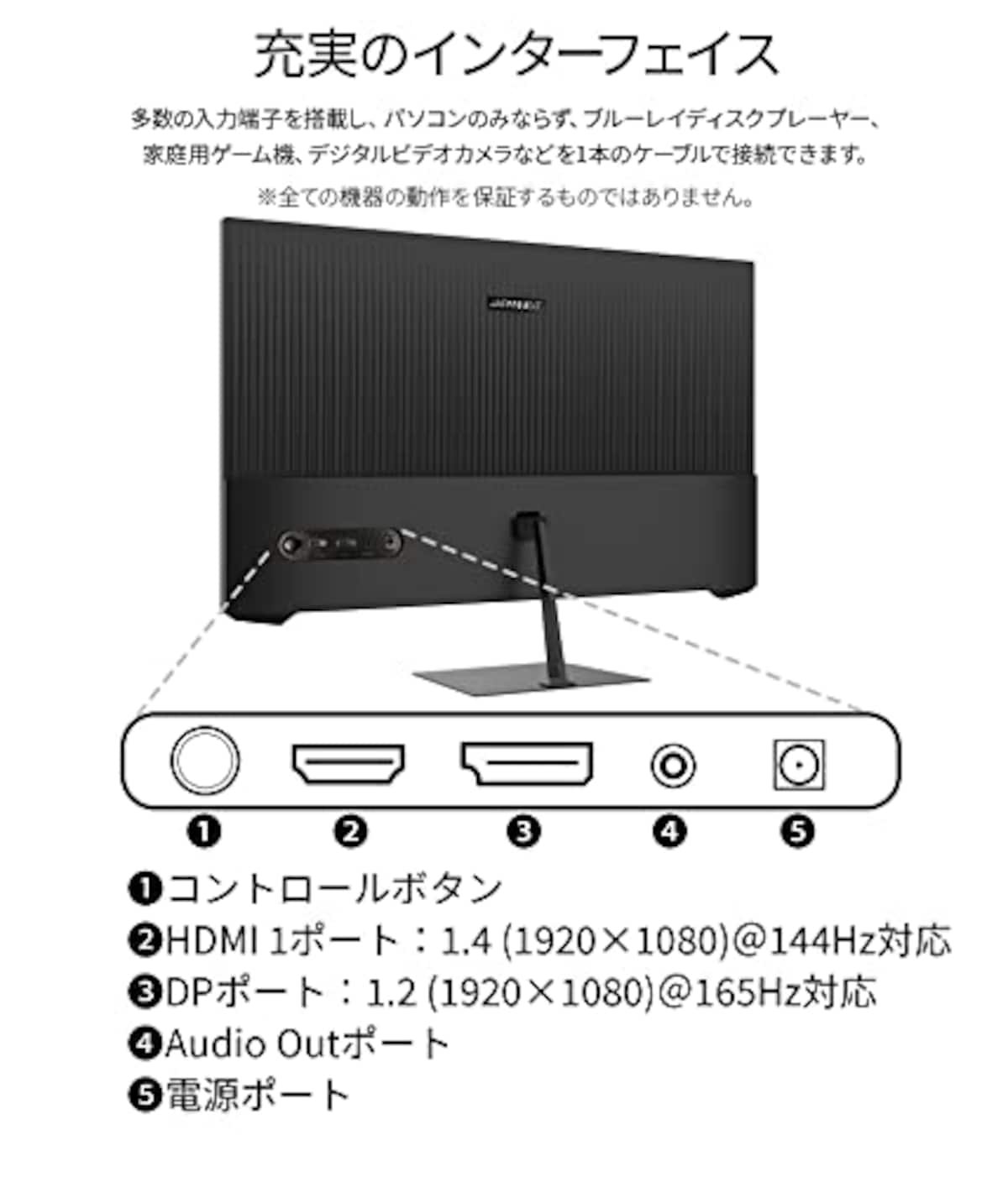  JAPANNEXT 23.8インチ フルHDパネル搭載165Hz対応ゲーミングモニター JN-VG238FHD165 HDMI DP 165Hz 144Hz画像4 