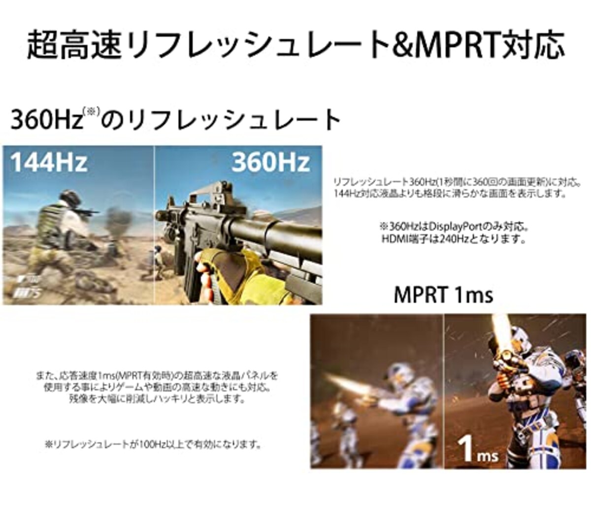  【Amazon.co.jp限定】JAPANNEXT 24.5型IPS フルHDパネル搭載360Hz対応ゲーミングモニター A-360 HDMI DP画像3 