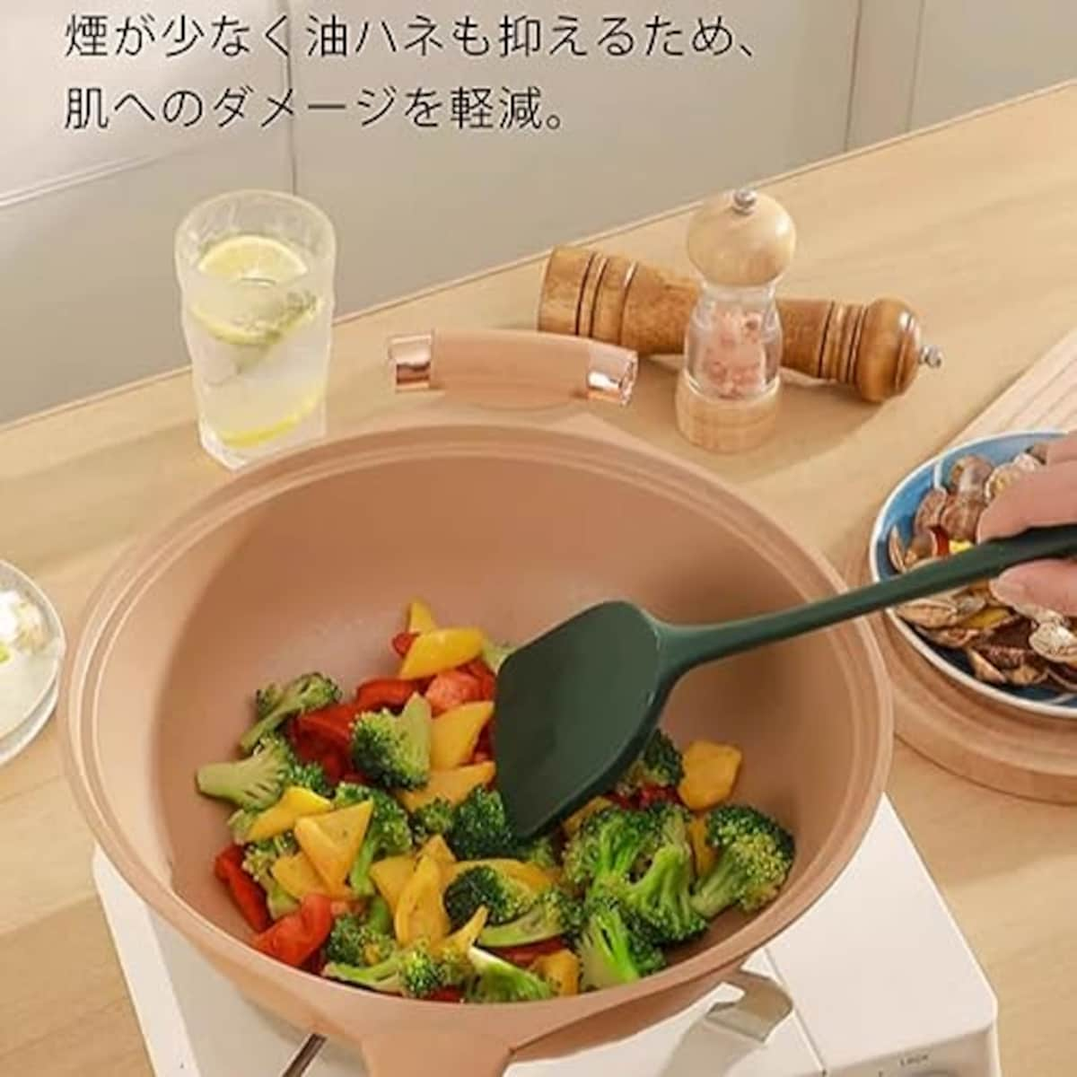  粘土低圧力鍋 天然の粘着しない土鍋で作るおいしい炒め物焼き物フライパン32cm画像8 